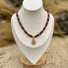 Citrine Pendant on Amber Glass Necklace