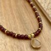 Citrine Pendant on Amber Glass Necklace - Image 3