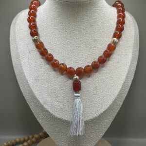 Red Agate & Wood Mala