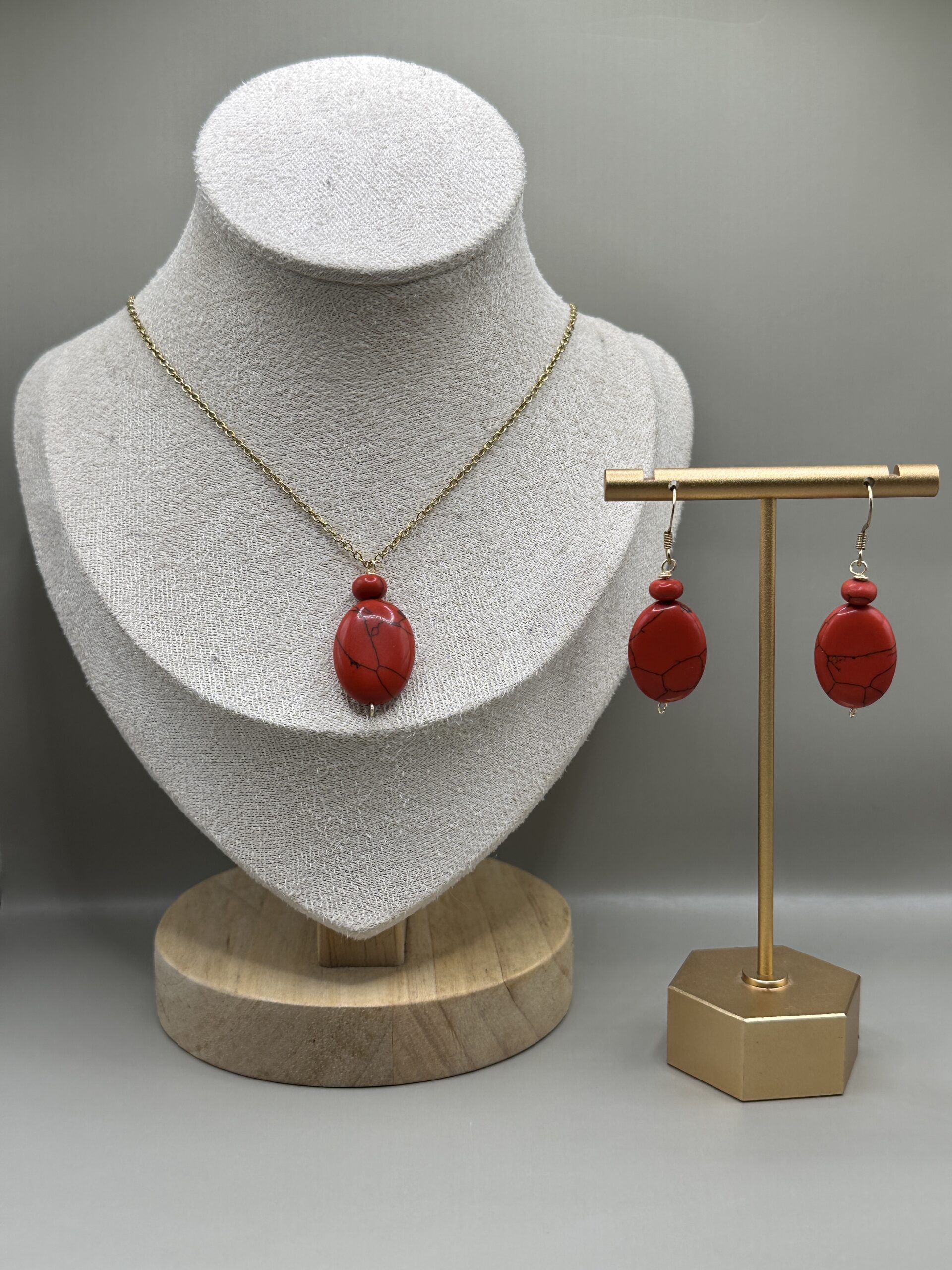 Red Jasper and Gold Set